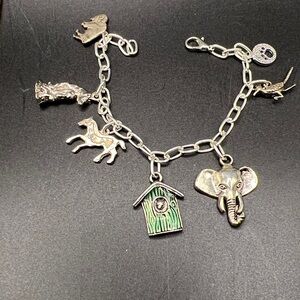 Vintage silver tone charm bracelet